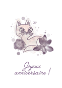 Chat ludique avec fleurs pour anniversaire